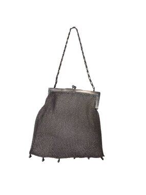 Antique Victorian German Silver Chainmail Wristlet Handbag Kisslock Purse READ
